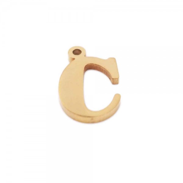 Charms lettere Confezioni Ingrosso | 10 pezzi Charms lettera C in acciaio placcata oro 10.5 mm - LetteraC4