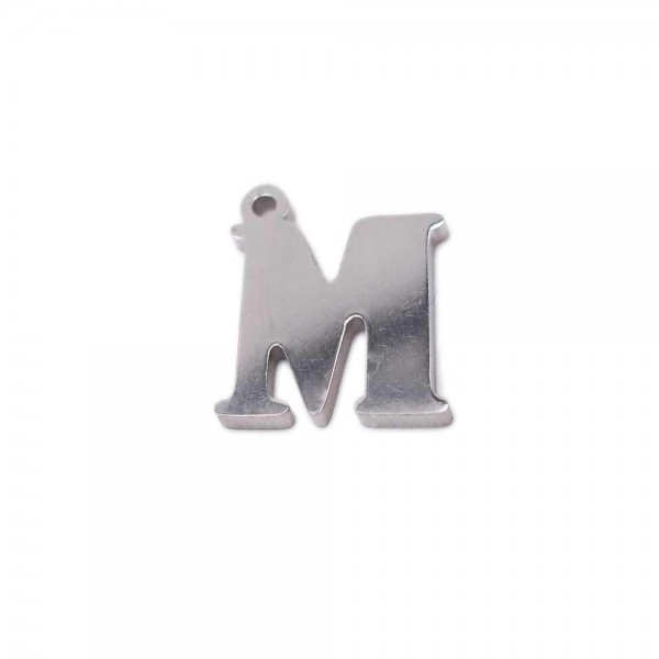 Charms Lettere | Charms lettera M in acciaio 10.5 mm pacco 1 pz - LetteraM1