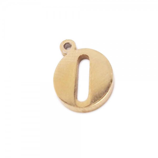 Charms Lettere | Charms lettera O in acciaio placcata oro 10.5 mm pacco 1 pz - LetteraO