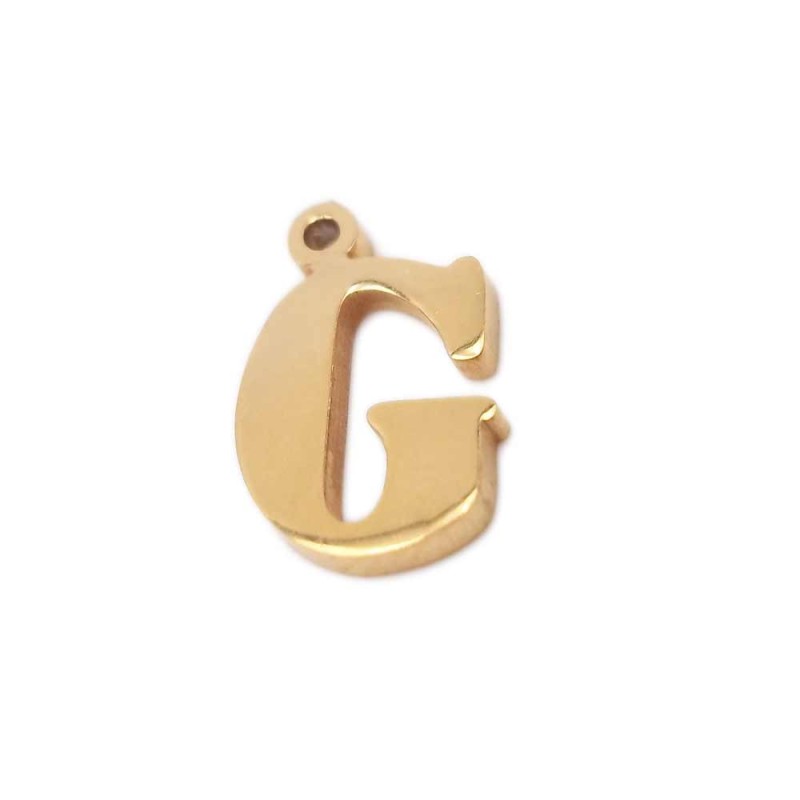 10 pezzi Charms lettera G in acciaio oro 10.5 mm - LetteraGm1o - pietreeminuterie.com 10 pezzi Charms lettera G in acciaio oro 10.5 mm (LetteraGm1o) - pietreeminuterie.com