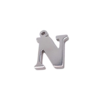 Charms lettera N in acciaio 10.5 mm pacco 1 pz