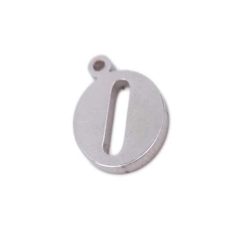 Charms lettera O in acciaio 10.5 mm pacco 1 pz