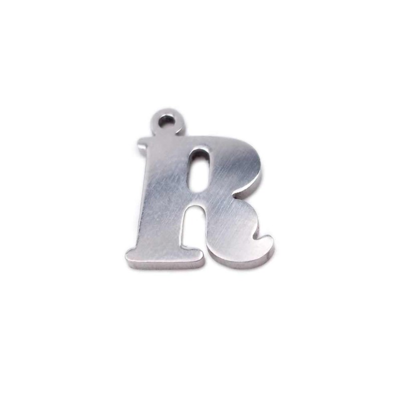 10 pezzi Charms lettera R in acciaio 10.5 mm (LetteraR10) - pietreeminuterie.com
