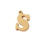 Charms lettera S in acciaio placcata oro 10.5 mm pacco 1 pz