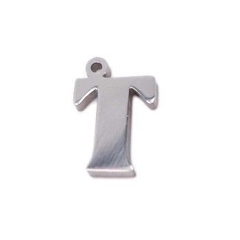 Charms lettera T in acciaio 10.5 mm pacco 1 pz