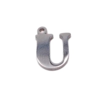 10 pezzi Charms lettera U in acciaio 10.5 mm 