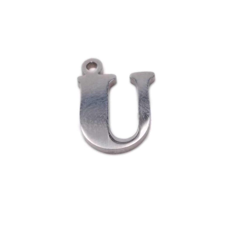 10 pezzi Charms lettera U in acciaio 10.5 mm (LetteraU10) - pietreeminuterie.com