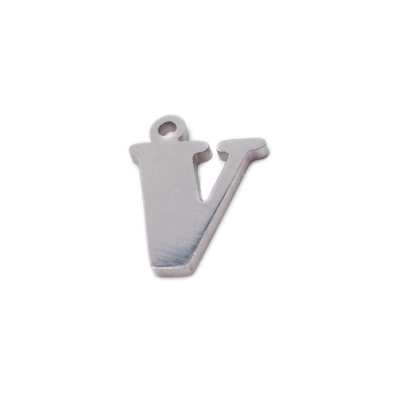 10 pezzi Charms lettera V in acciaio 10.5 mm (LetteraV19) - pietreeminuterie.com