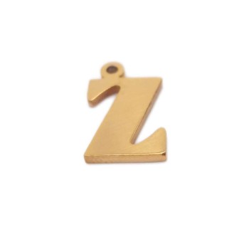 Charms lettera Z in acciaio placcata oro 10.5 mm pacco 1 pz