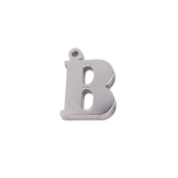 10 pezzi Charms lettera B in acciaio 10.5 mm