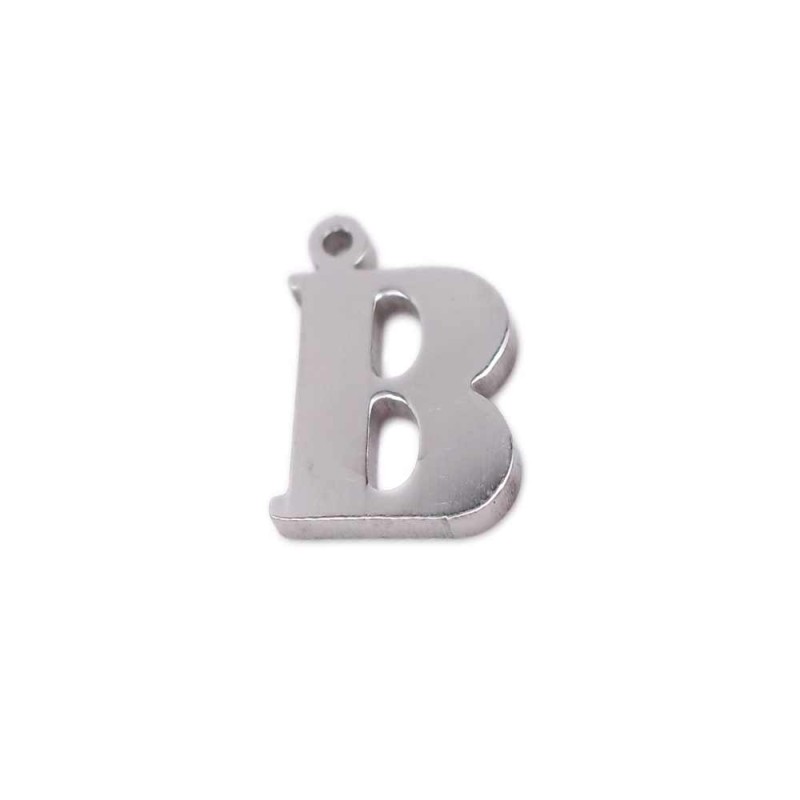 10 pezzi Charms lettera B in acciaio 10.5 mm (LetteraB1x) - pietreeminuterie.com