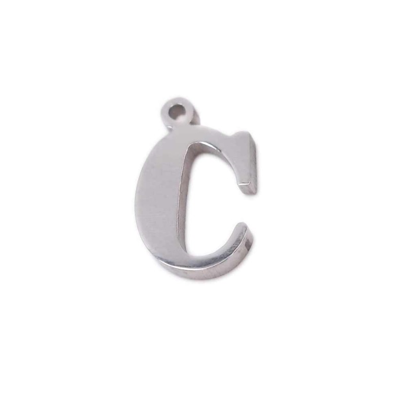 10 pezzi Charms lettera C in acciaio 10.5 mm (LetteraC1x) - pietreeminuterie.com