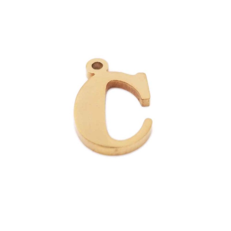 10 pezzi Charms lettera C in acciaio placcata oro 10.5 mm (LetteraC4) - pietreeminuterie.com