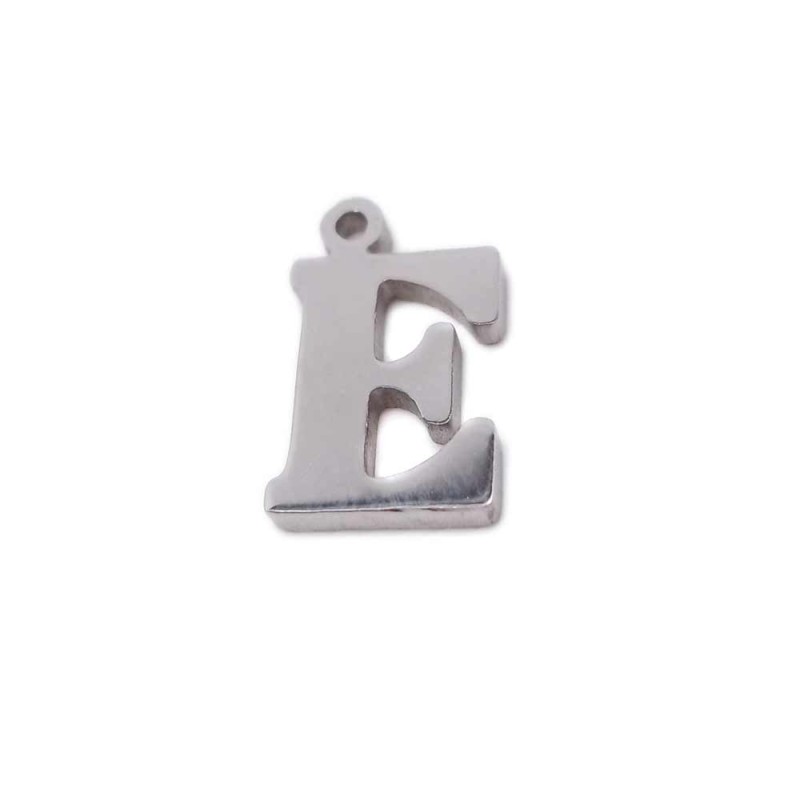 10 pezzi Charms lettera E in acciaio 10.5 mm (LetteraE1c) - pietreeminuterie.com