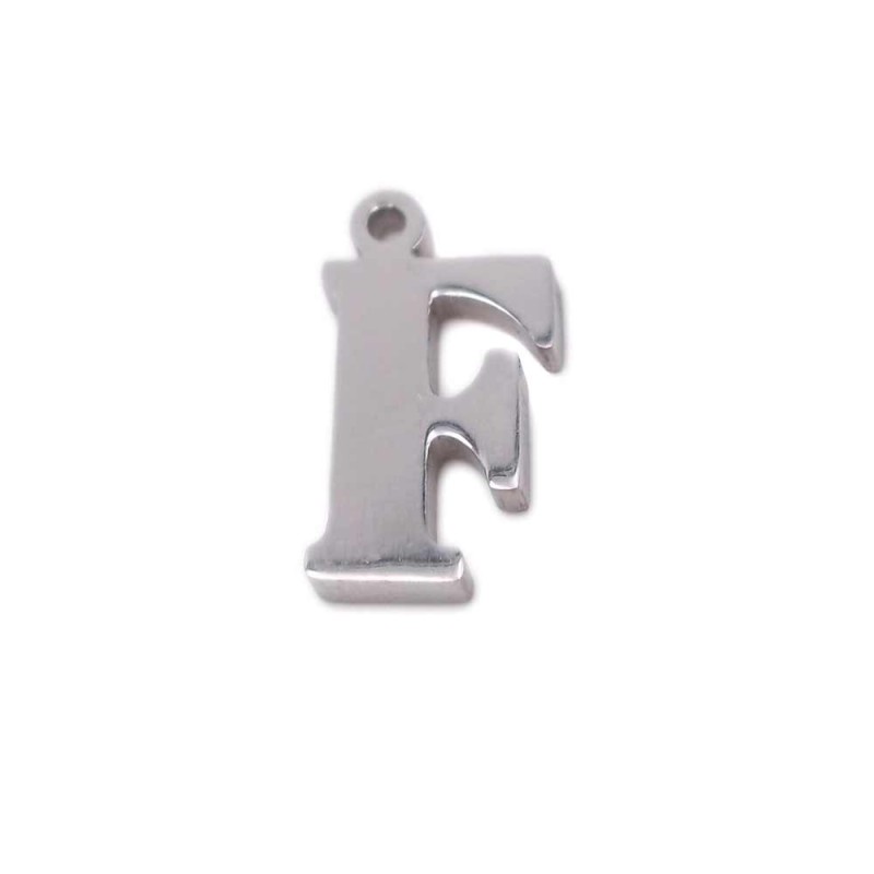 10 pezzi Charms lettera F in acciaio 10.5 mm (LetteraF10) - pietreeminuterie.com