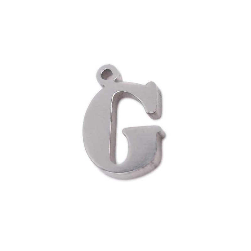 10 pezzi Charms lettera G in acciaio 10.5 mm (LetteraG10) - pietreeminuterie.com