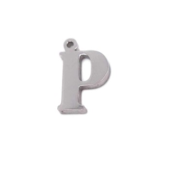 10 pezzi Charms lettera P in acciaio 10.5 mm 