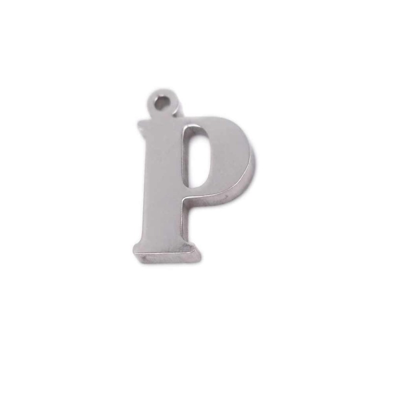 10 pezzi Charms lettera P in acciaio 10.5 mm (LetteraP10) - pietreeminuterie.com