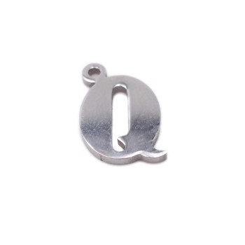 10 pezzi Charms lettera Q in acciaio 10.5 mm 