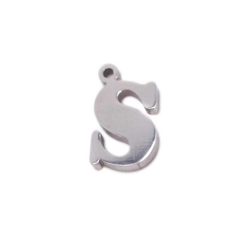 Charms lettera S in acciaio 10.5 mm pacco 1 pz