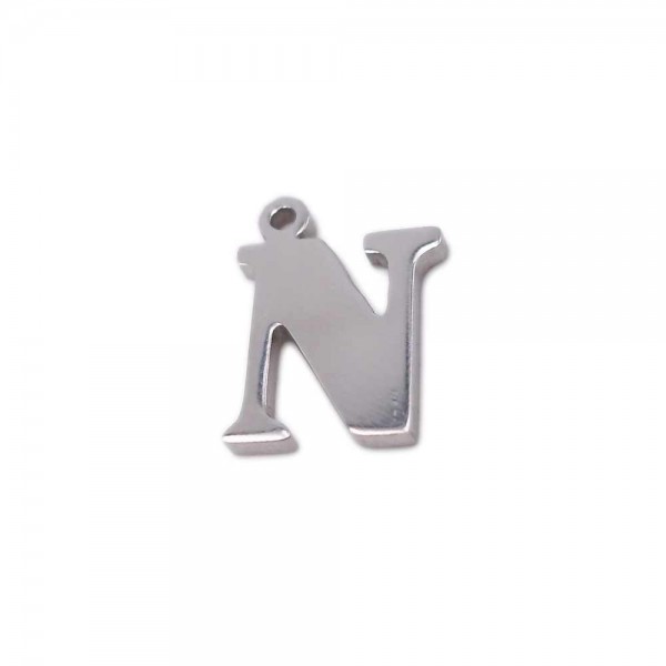 Charms Lettere | Charms lettera N in acciaio 10.5 mm pacco 1 pz - LetteraN1