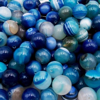 Lotto agata striata azzurra tonda liscia 10 mm conf 90 grammi