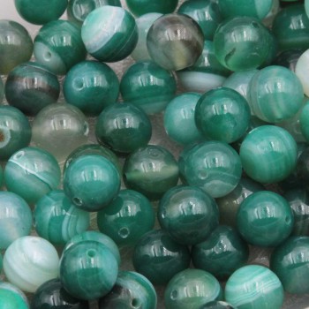 Lotto agata striata verde tonda liscia 10 mm conf 90 grammi
