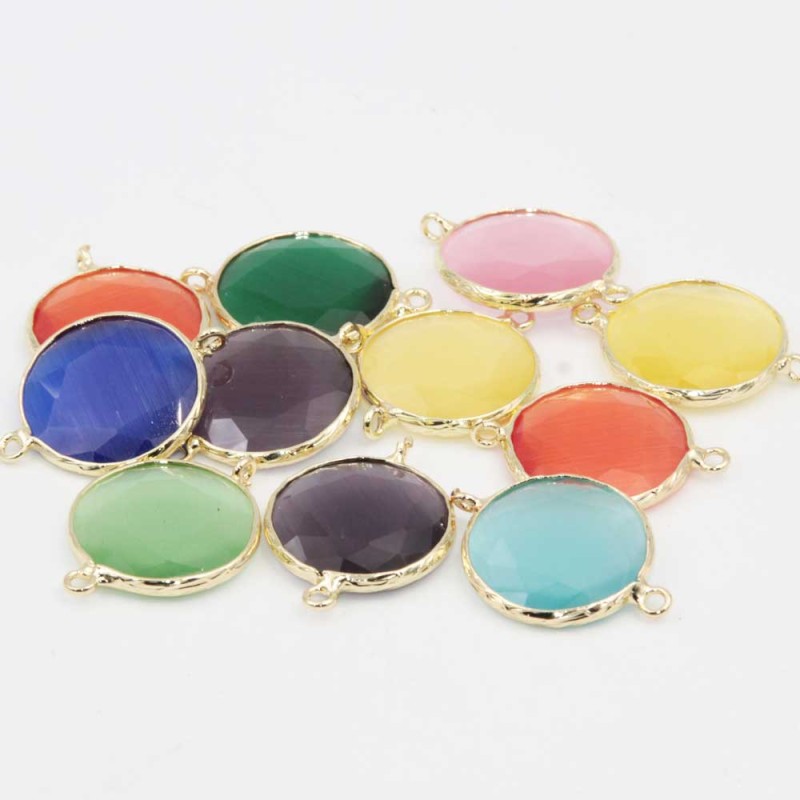 Lotto connettori con cristalli 20 mm mix color conf. 5 pz (lott-con88) - pietreeminuterie.com