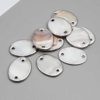 Lotto np03999 connettori madreperla naturale 35x25 mm 6 pz