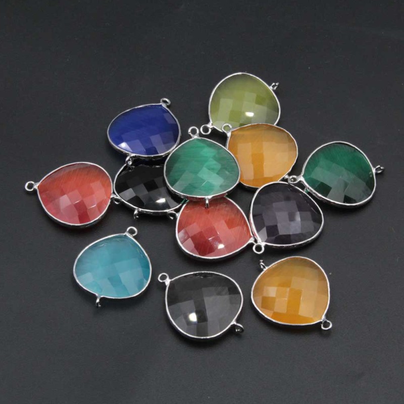Lotto connettori cristallo colorati 30x23 mm conf. 4 pz