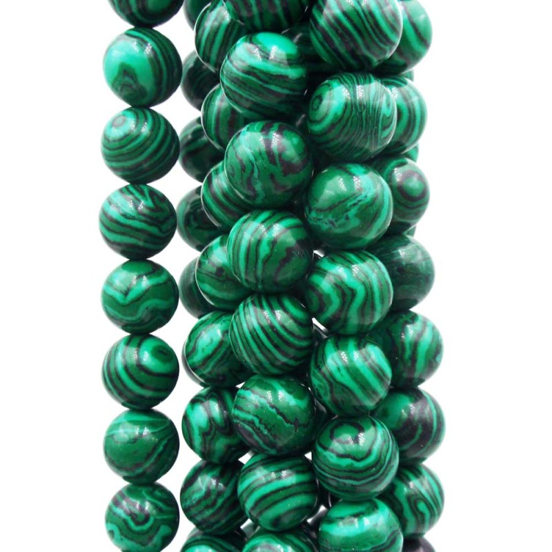Malachite sintetica tonda liscia 8 mm filo 40 cm (de32n5) - pietreeminuterie.com