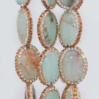 Perline marcasite amazzonite ovale grado A++ 20x16 mm conf. 1 pz Perline marcasite amazzonite ovale grado A++ 20x16 mm conf. 1 pz