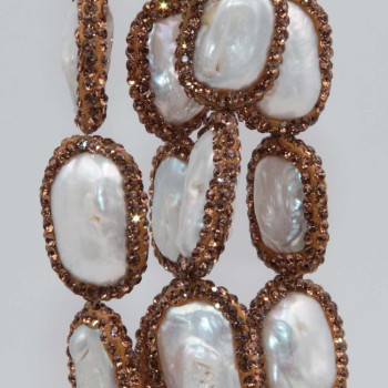 Perline marcasite perle di fiume grado A++ ovali 22x15 mm conf. 1 pz Perline marcasite perle di fiume grado A++ ovali 22x15 mm conf. 1 pz