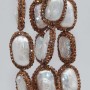 Perline marcasite perle di fiume grado A++ ovali 22x15 mm conf. 1 pz