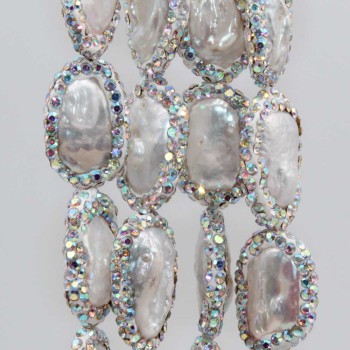 Perline marcasite perle di fiume ovali grado A++ 22x15 mm conf. 1 pz Perline marcasite perle di fiume ovali grado A++ 22x15 mm conf. 1 pz