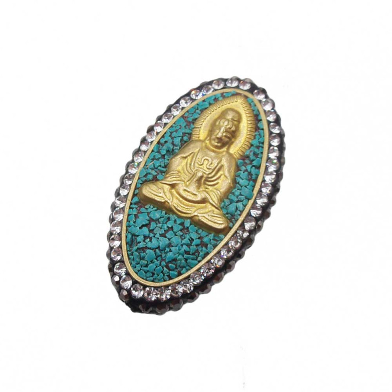 Marcasite ovale con budda oro 37x20 mm 1 pz (sit66mak) - pietreeminuterie.com