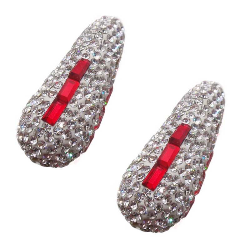 Perline pavè goccia strass bianchi rossi 34x13.5 mm 1 pz (ccia78011a) - pietreeminuterie.com