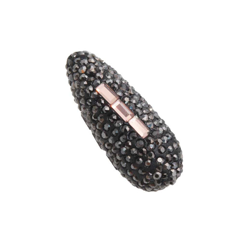 Perline pavè goccia strass ematite e champagne 34x13.5 mm 1 pz (ccia78011a) - pietreeminuterie.com