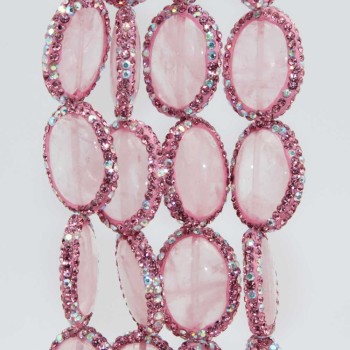 Perline marcasite quarzo rosa  grado A++ 22x20 mm conf. 1 pz