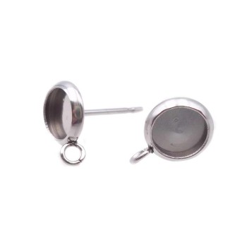 Base orecchini a perno 8 mm foro int.6 mm pacco 4 pz