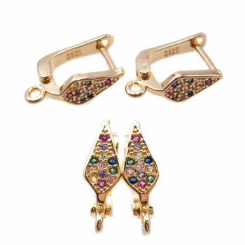 Monachelle in ottone placate argento 925 dorato 15,7 mm pacco 2 pz