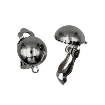 Orecchini a clips rodio in ottone lobo 10 mm conf. 2 pz