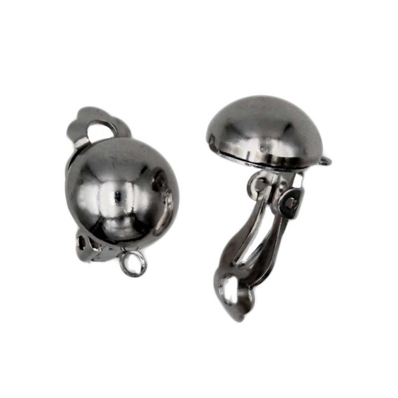 Orecchini a clips rodio in ottone lobo 10 mm conf. 2 pz (lob-002) - pietreeminuterie.com