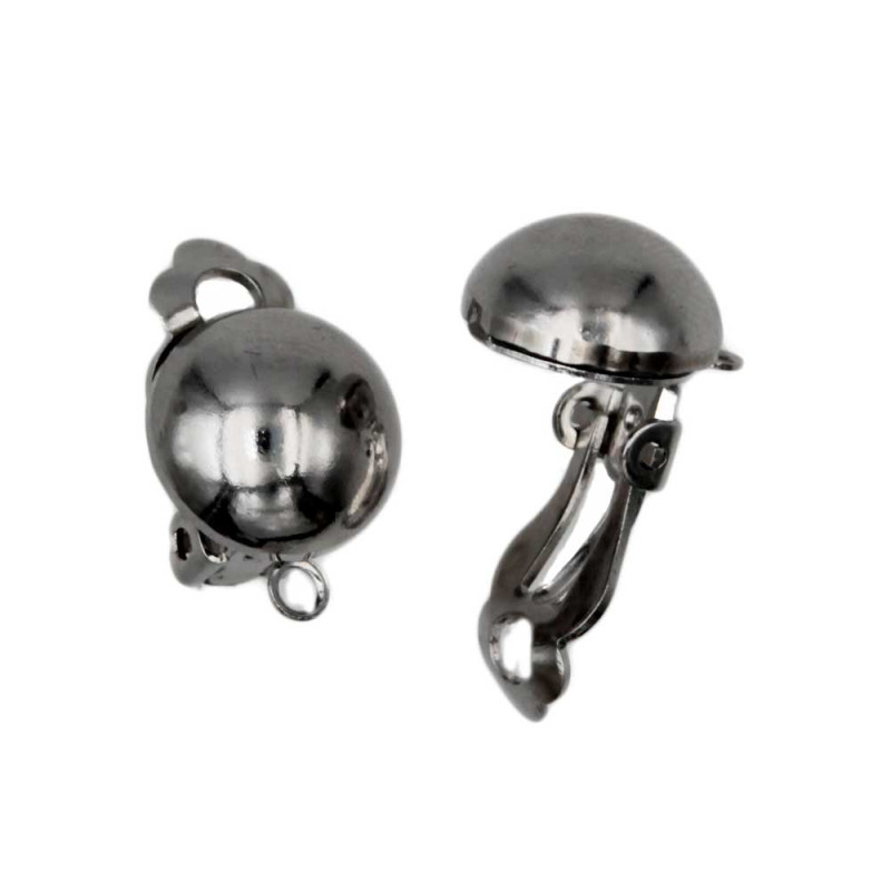 Orecchini a clips rodio in ottone lobo 10 mm conf. 2 pz (lob-002) - pietreeminuterie.com