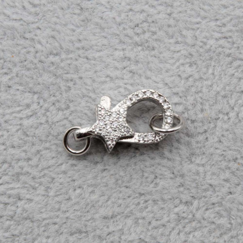 Moschettone ottone placcato oro bianco stella 16 mm 1 pz - mo-10-b1 - pietreeminuterie.com Moschettone ottone placcato oro bianco stella 16 mm 1 pz (mo-10-b1) - pietreeminuterie.com