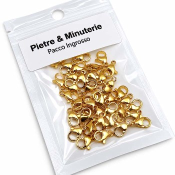 Pacco ingrosso moschettoni acciaio 13 mm oro lucido 25 pezzi