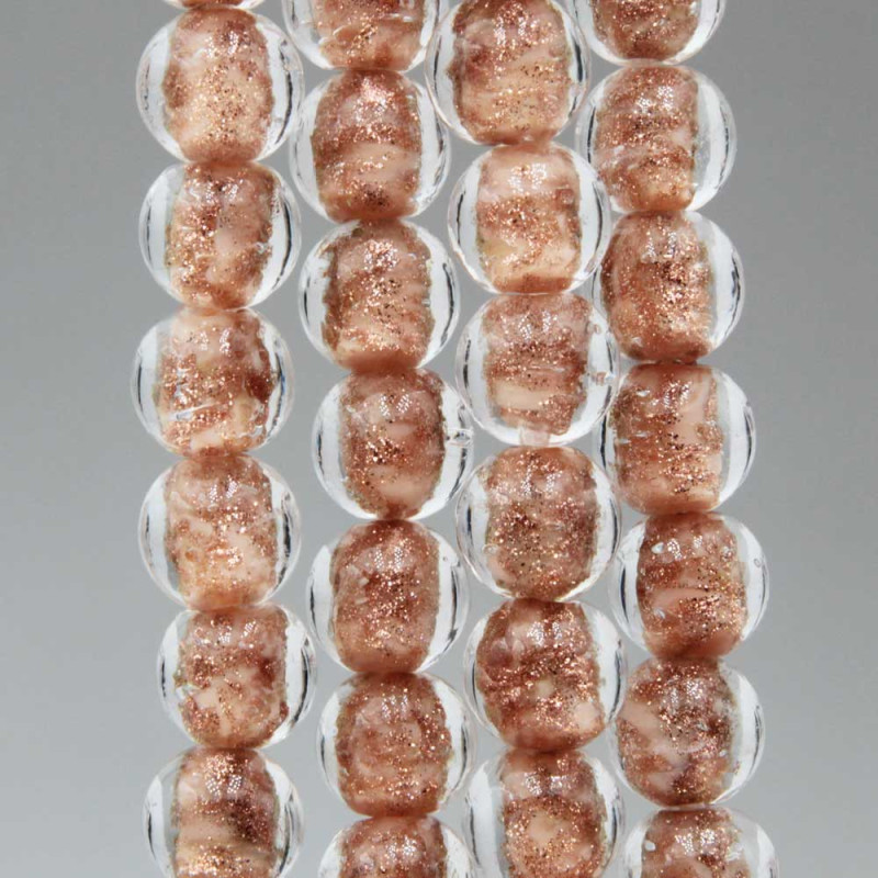 Perline di murano tonde color pelle 10 mm filo 40 cm 