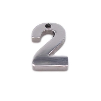 Charms in acciaio numero due 9 mm pacco 1 pezzo
