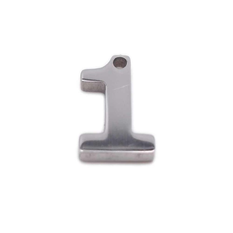 Charms in acciaio numero uno 9 mm pacco 1 pezzo (num1) - pietreeminuterie.com
