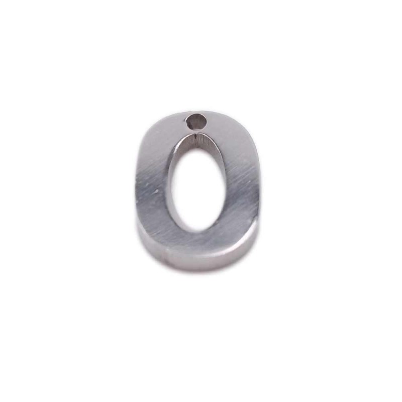 Charms in acciaio numero zero 9 mm pacco 1 pezzo (num0) - pietreeminuterie.com